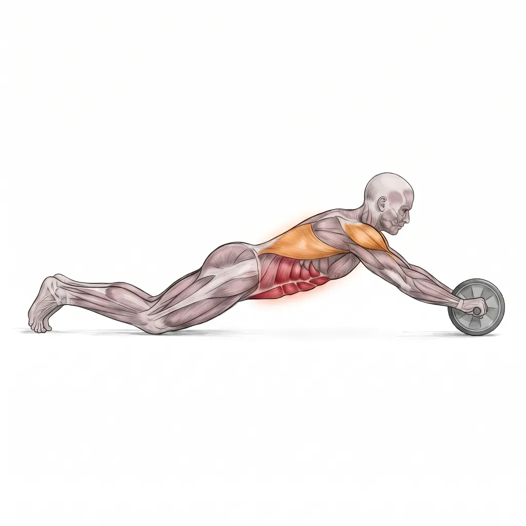 Anatomical illustration of the Ab Wheel Rollout