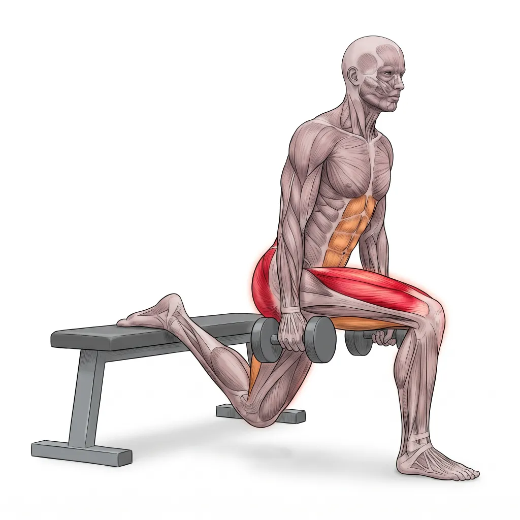 Anatomical illustration of the Bulgarian Split Squat