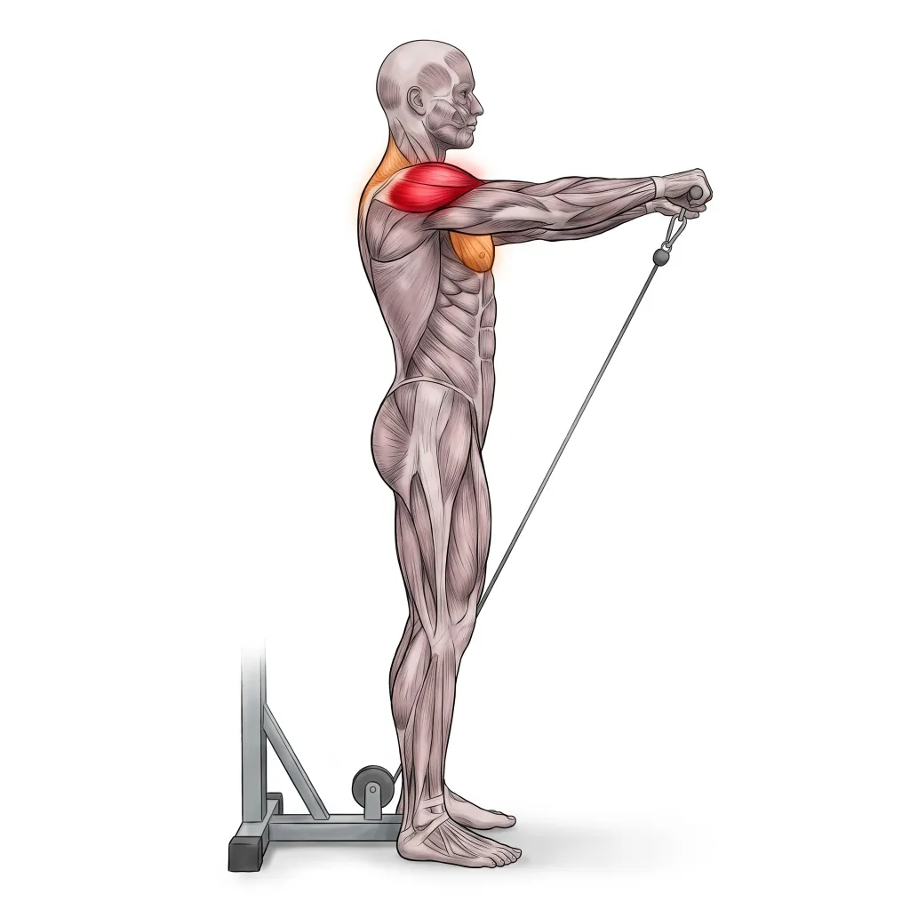 Anatomical illustration of the Cable Front Raise