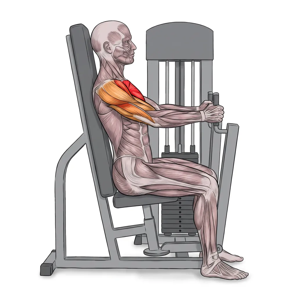 Anatomical illustration of the Machine Chest Press