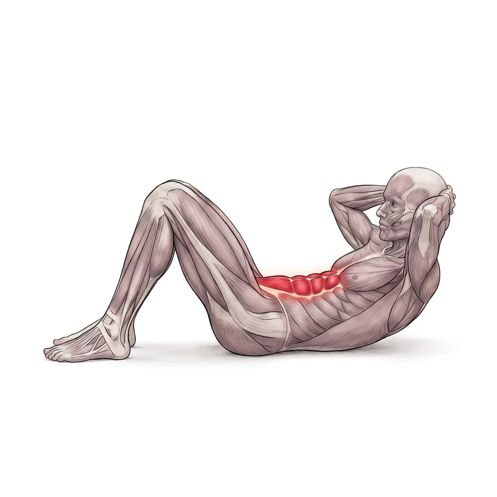 Anatomical illustration of the Abdominal Crunch