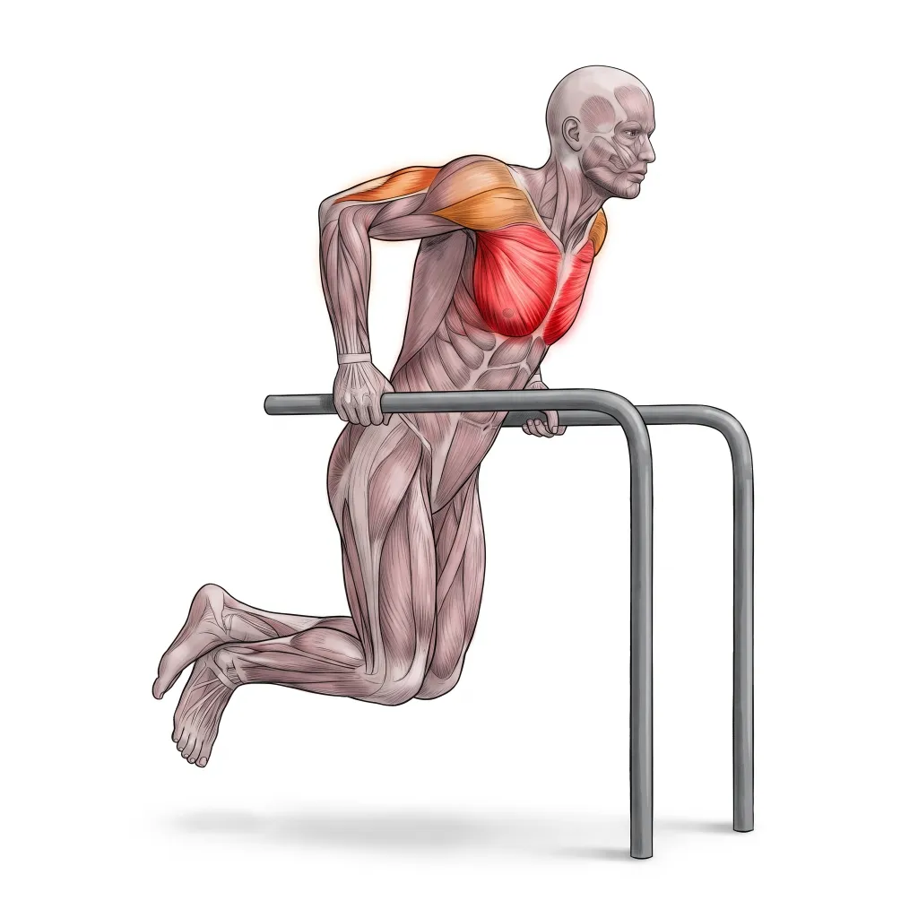 Anatomical illustration of the Chest Dip