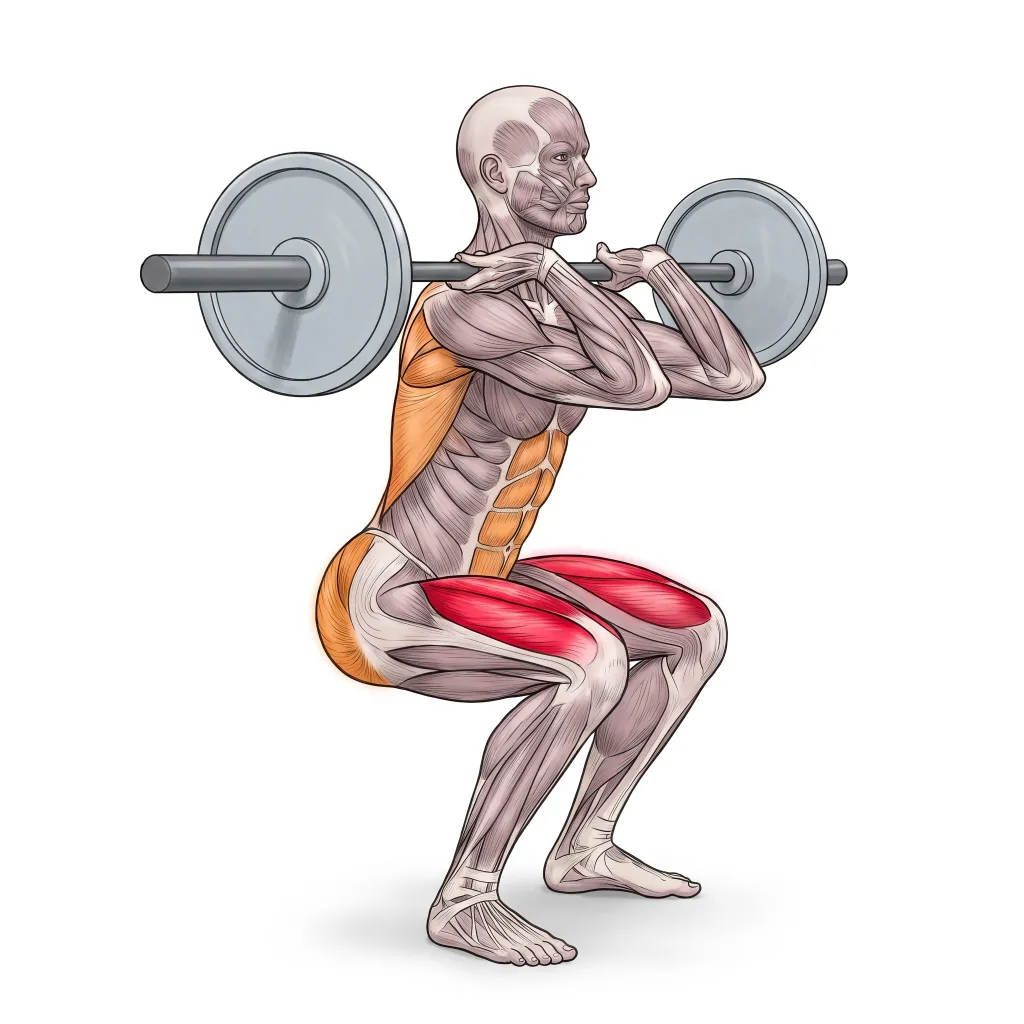 Anatomical illustration of the Front Squat