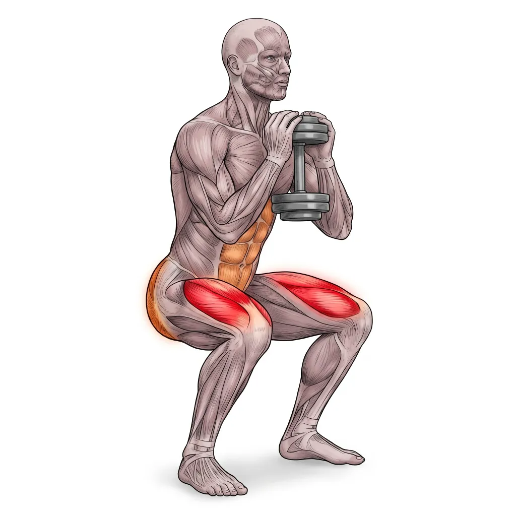 Anatomical illustration of the Goblet Squat