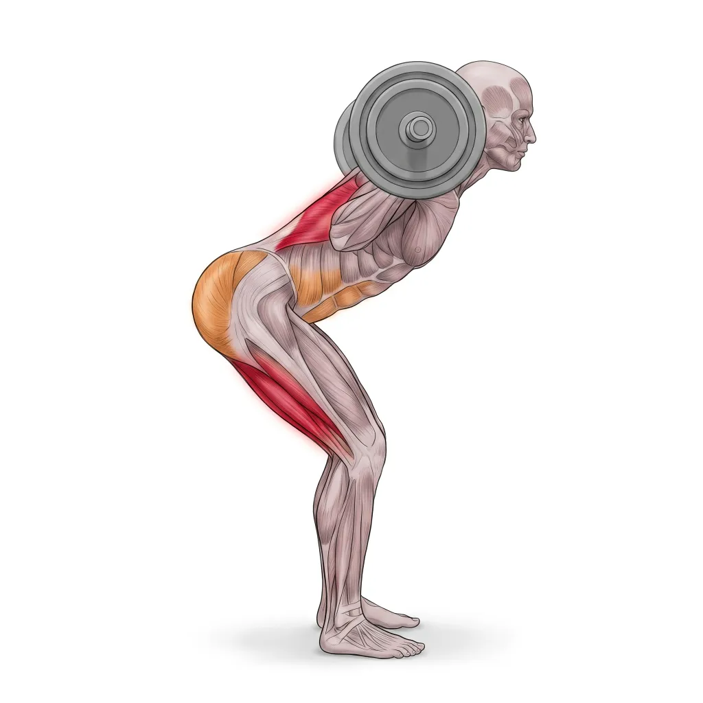 Anatomical illustration of the Barbell Good Morning