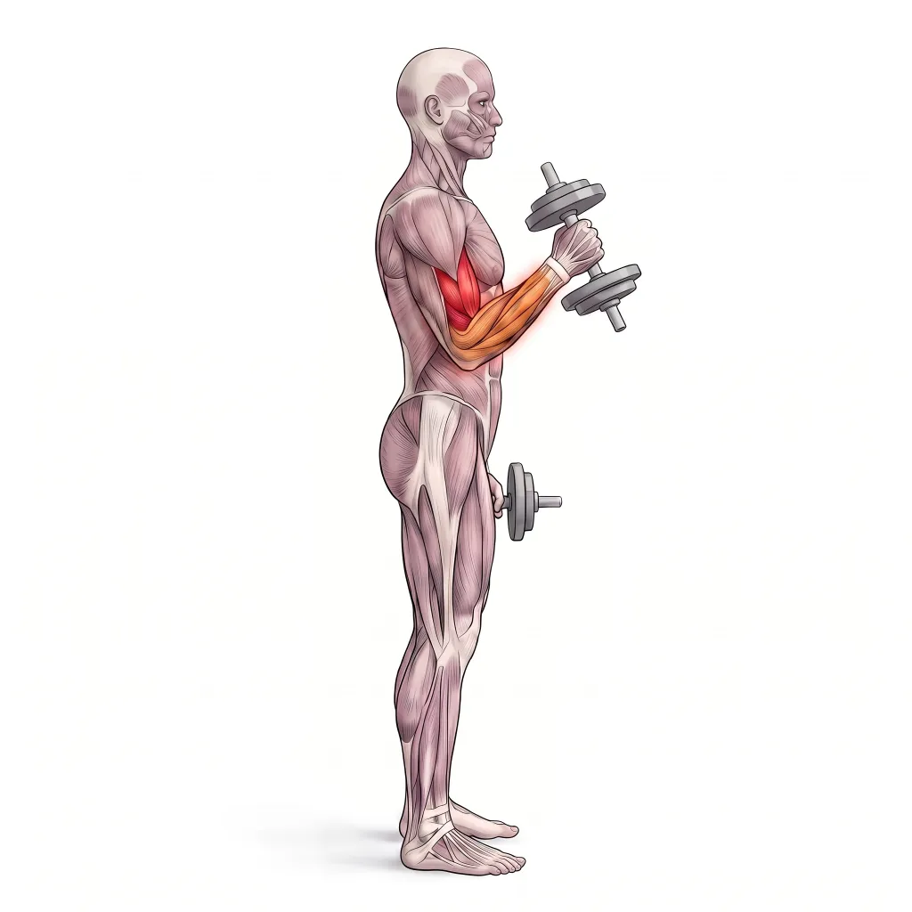 Anatomical illustration of the Hammer Curl