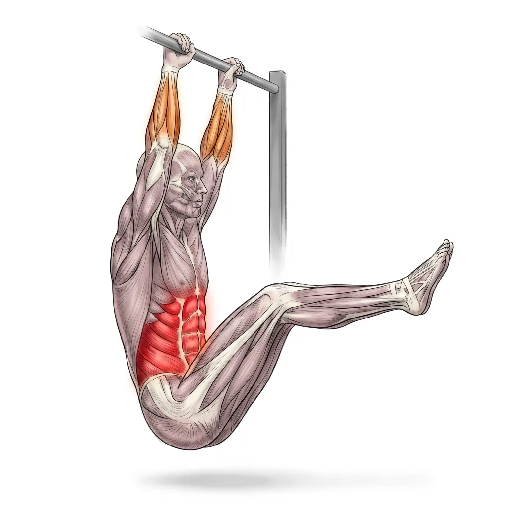 Anatomical illustration of the Hanging Leg Raise