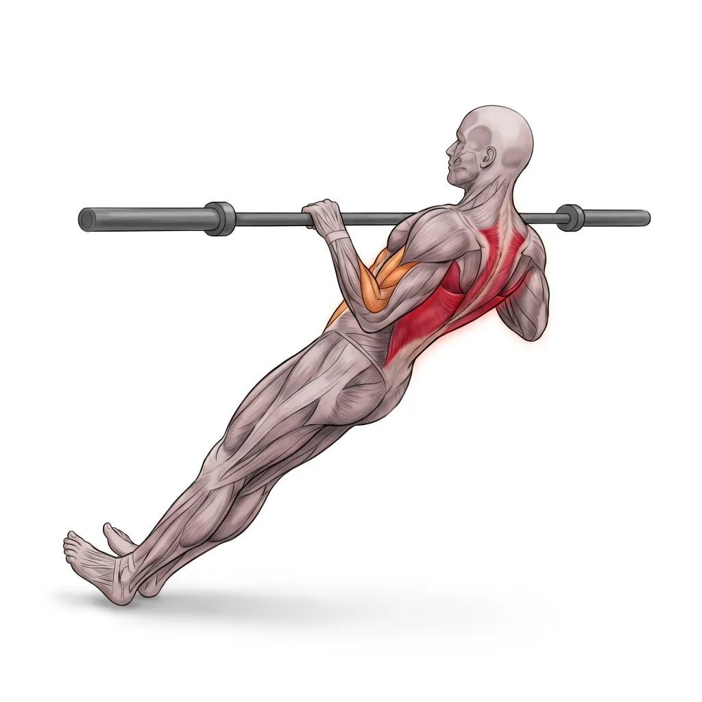 Anatomical illustration of the Inverted Row