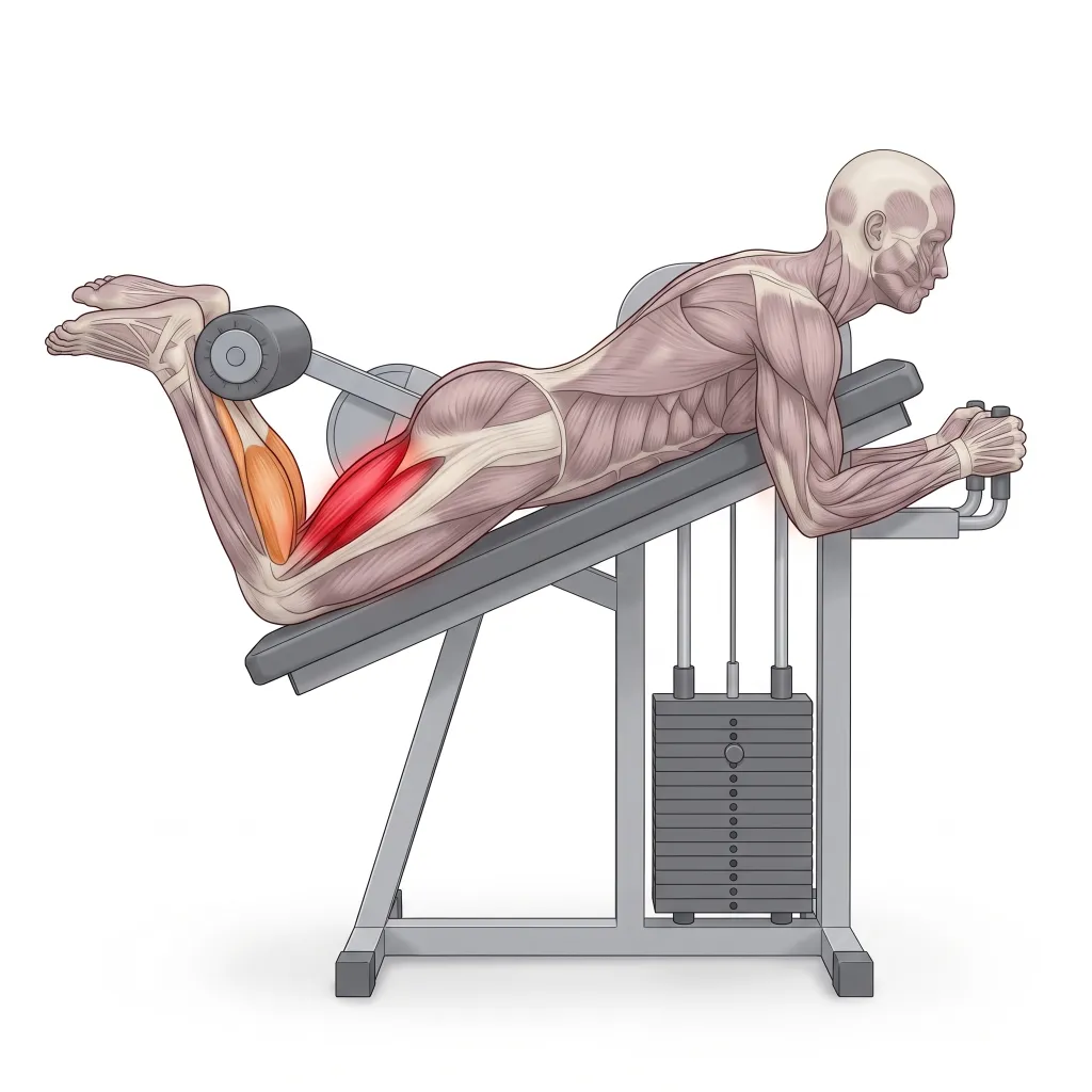 Anatomical illustration of the Lying Leg Curl