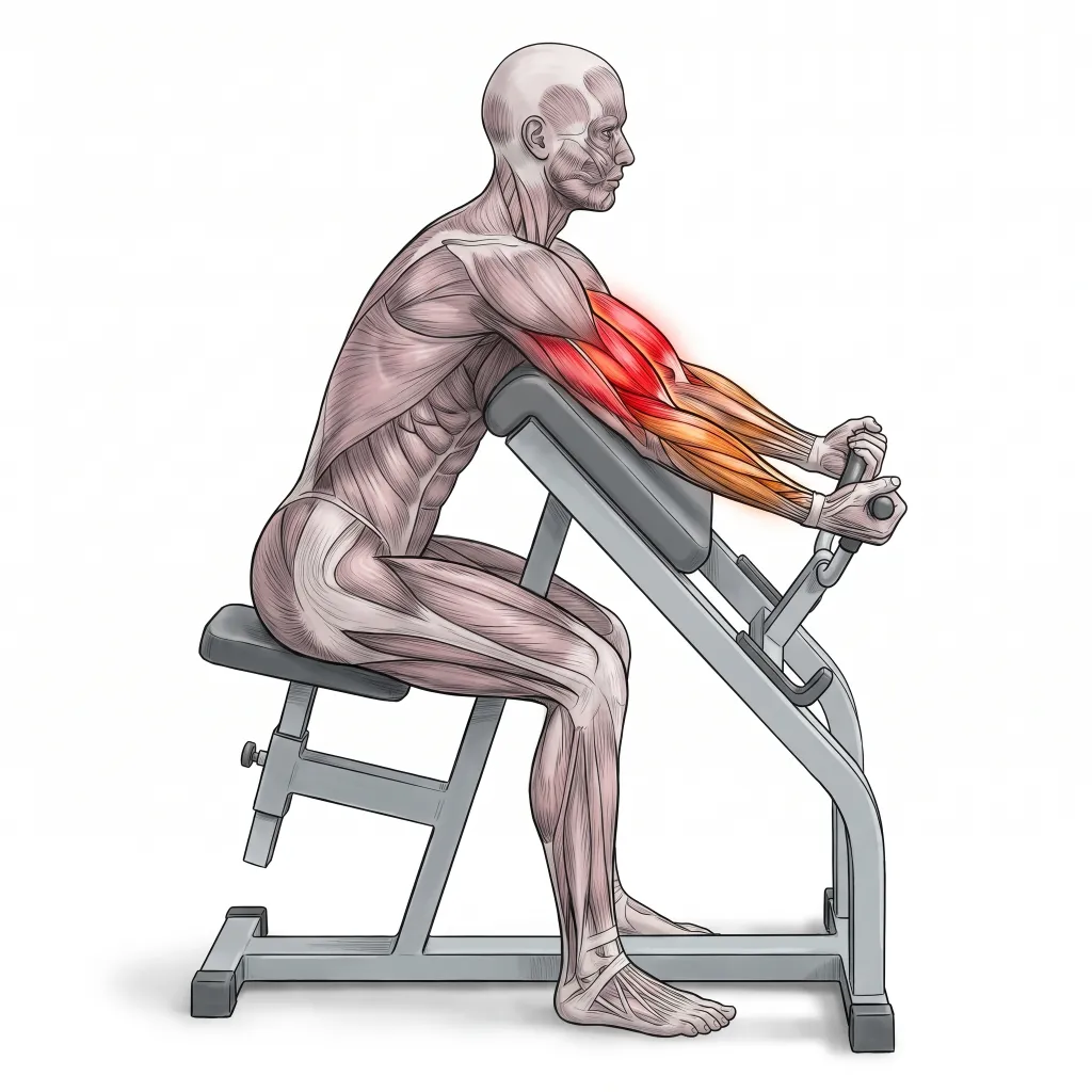 Anatomical illustration of the Machine Biceps Curl