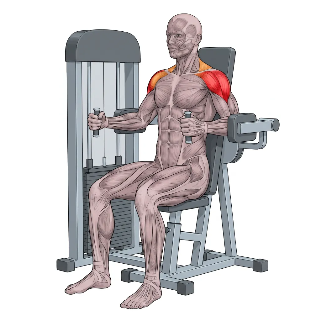 Anatomische Illustration: Seitheben an der Maschine