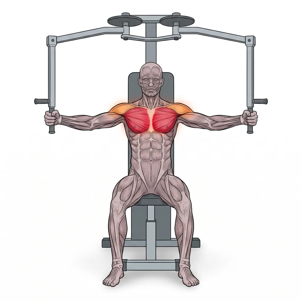 Anatomical illustration of the Machine Pec Deck