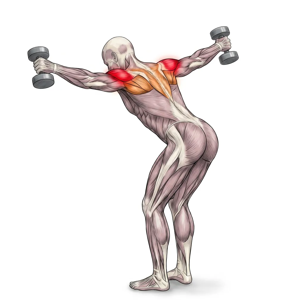 Anatomische Illustration: Vorgebeugtes Seitheben
