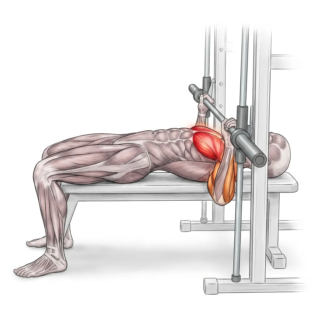 Anatomical illustration of the Smith Machine Bench Press