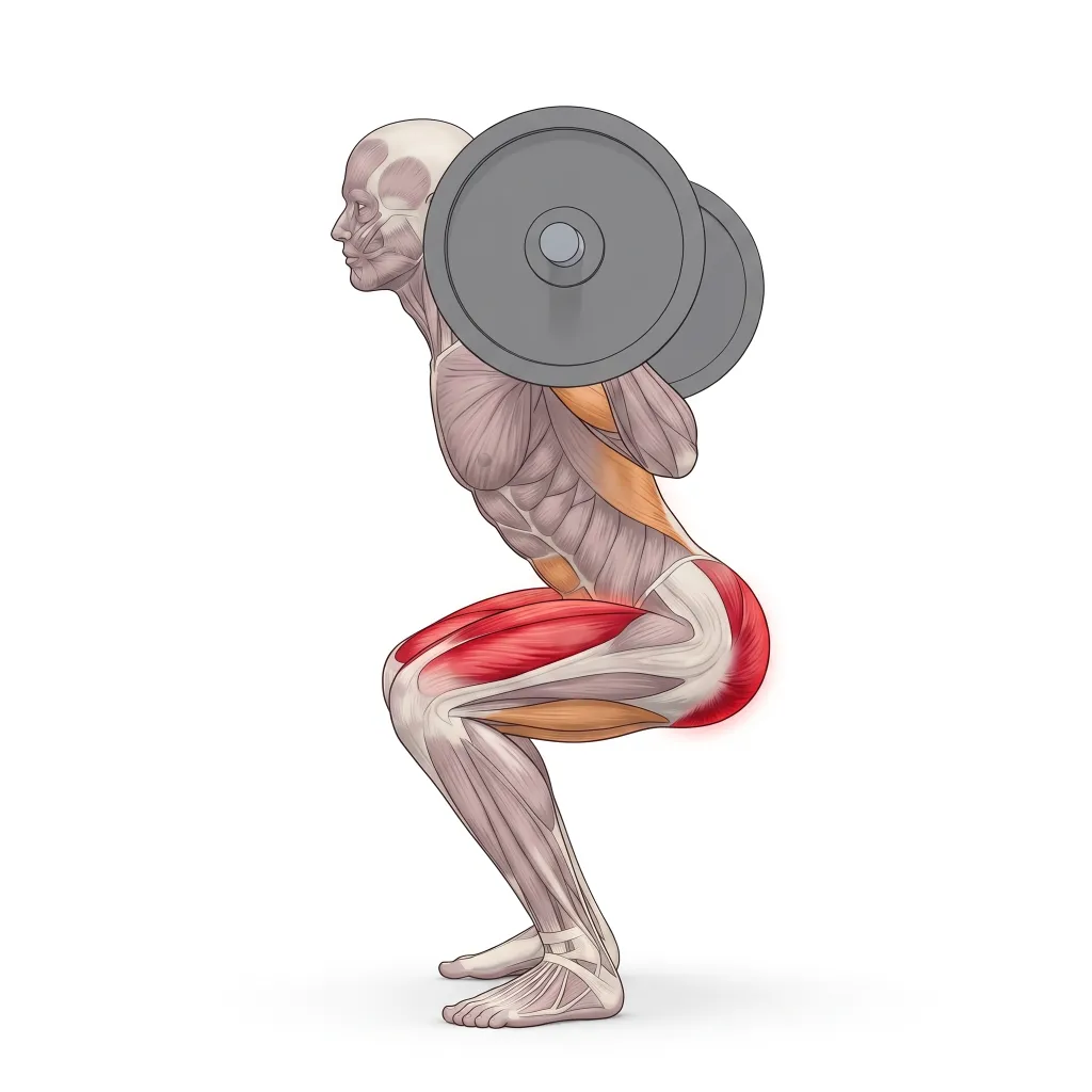 Anatomical illustration of the Barbell Squat