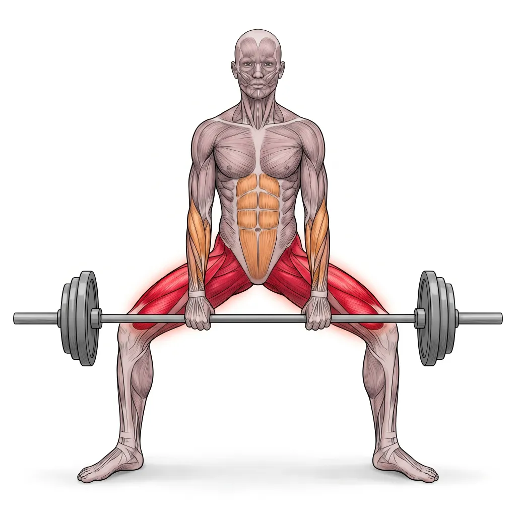 Anatomical illustration of the Sumo Deadlift