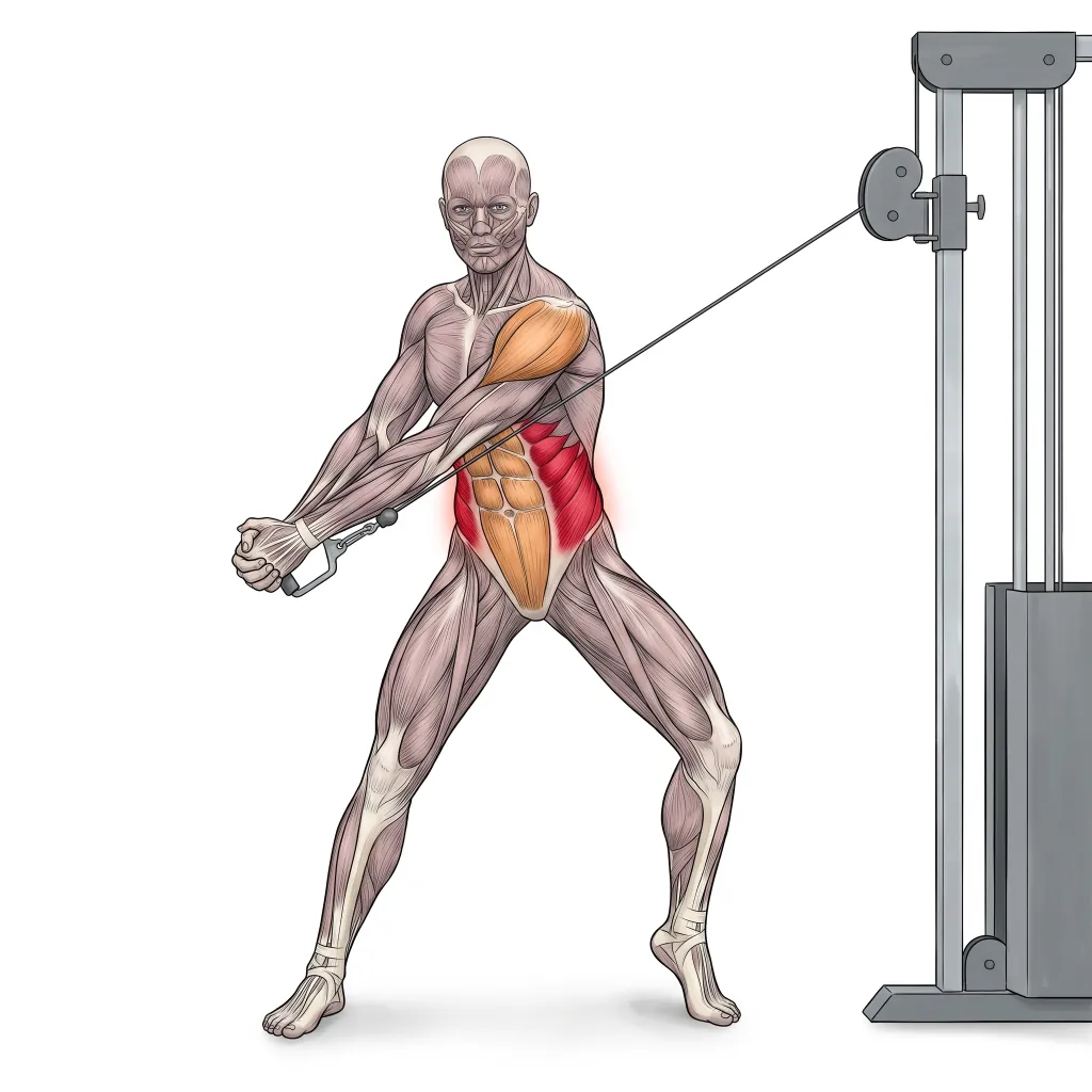Anatomical illustration of the Cable Woodchopper